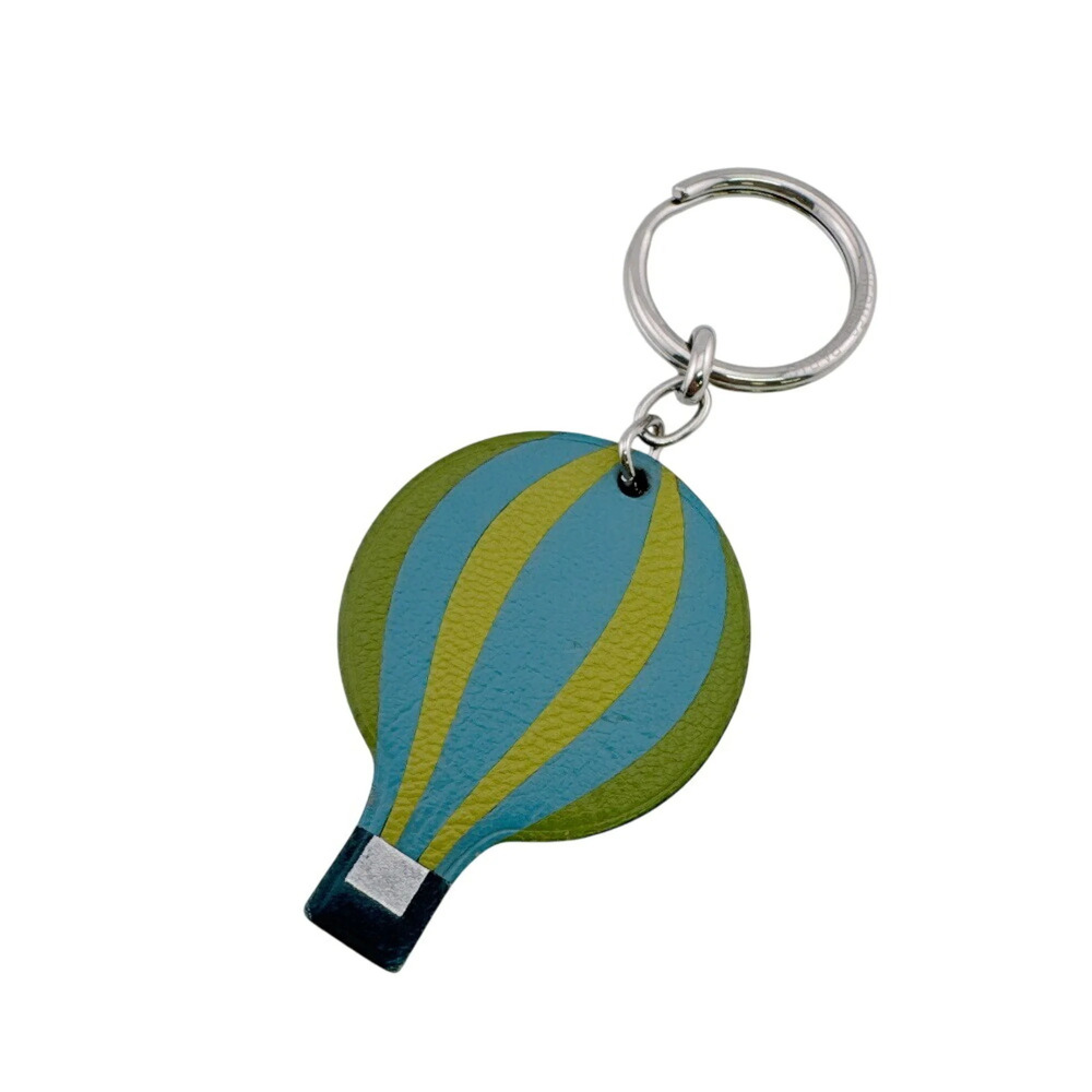 HERMES Keychain Bag Charm Hot Air Balloon Keyring Green